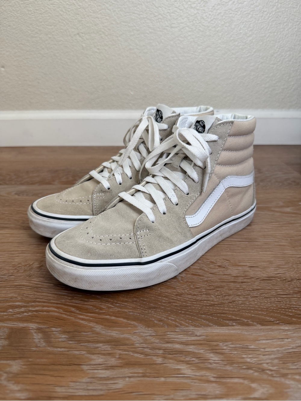 Vans Unisex Sk8-Hi Beige Suede Canvas Sneaker Shoes